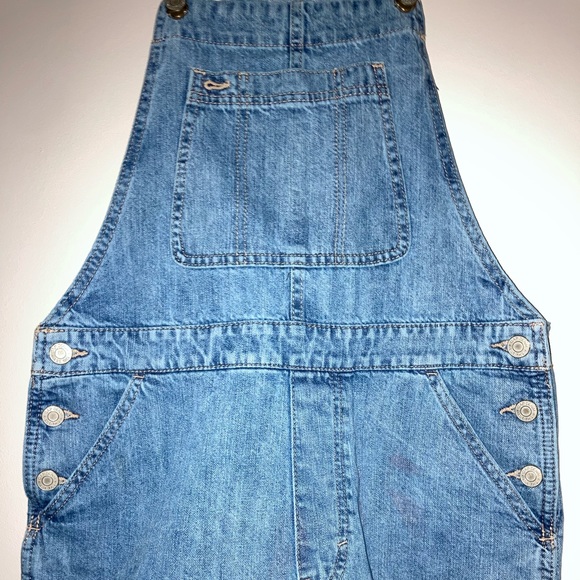Distressed Denim Overall Shorts - Picture 2 of 6